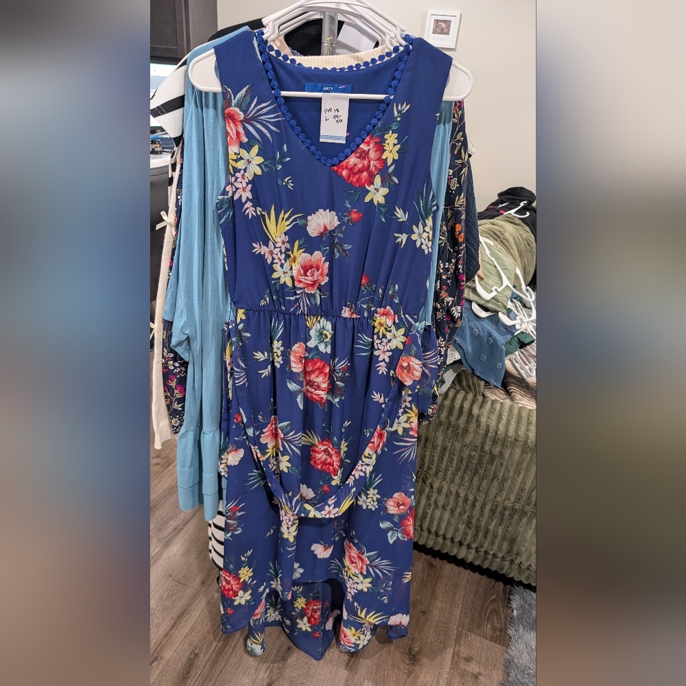 Apt. 9 Blue Floral Hi Low Maxi Dress